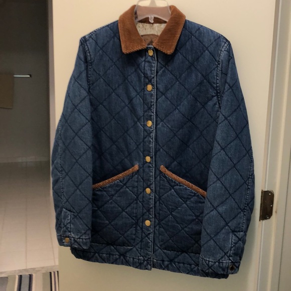 Lauren Ralph Lauren Jackets & Blazers - Lauren Ralph Lauren denim quilted barn style jacket,brown corduroy collar & trim